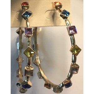 Multicolor Gem Hoop Earrings